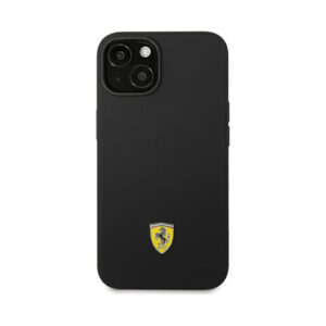 Coque iPhone 14 Plus Ferrari Silicone Metal Logo noire — visuel 3