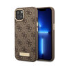 Coque iPhone 14 Plus Guess 4G Logo Plate MagSafe brune