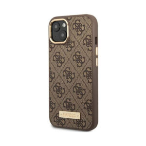 Coque iPhone 14 Plus Guess 4G Logo Plate MagSafe brune — visuel 2