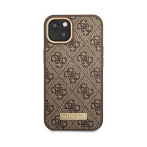Coque iPhone 14 Plus Guess 4G Logo Plate MagSafe brune — visuel 3