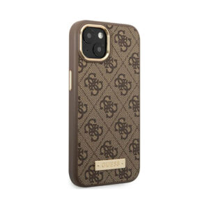 Coque iPhone 14 Plus Guess 4G Logo Plate MagSafe brune — visuel 4