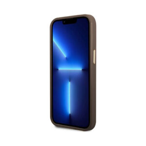 Coque iPhone 14 Plus Guess 4G Logo Plate MagSafe brune — visuel 5