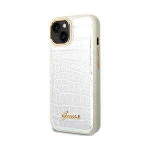 Coque iPhone 14 Plus Guess Croco Collection argentée — visuel 2