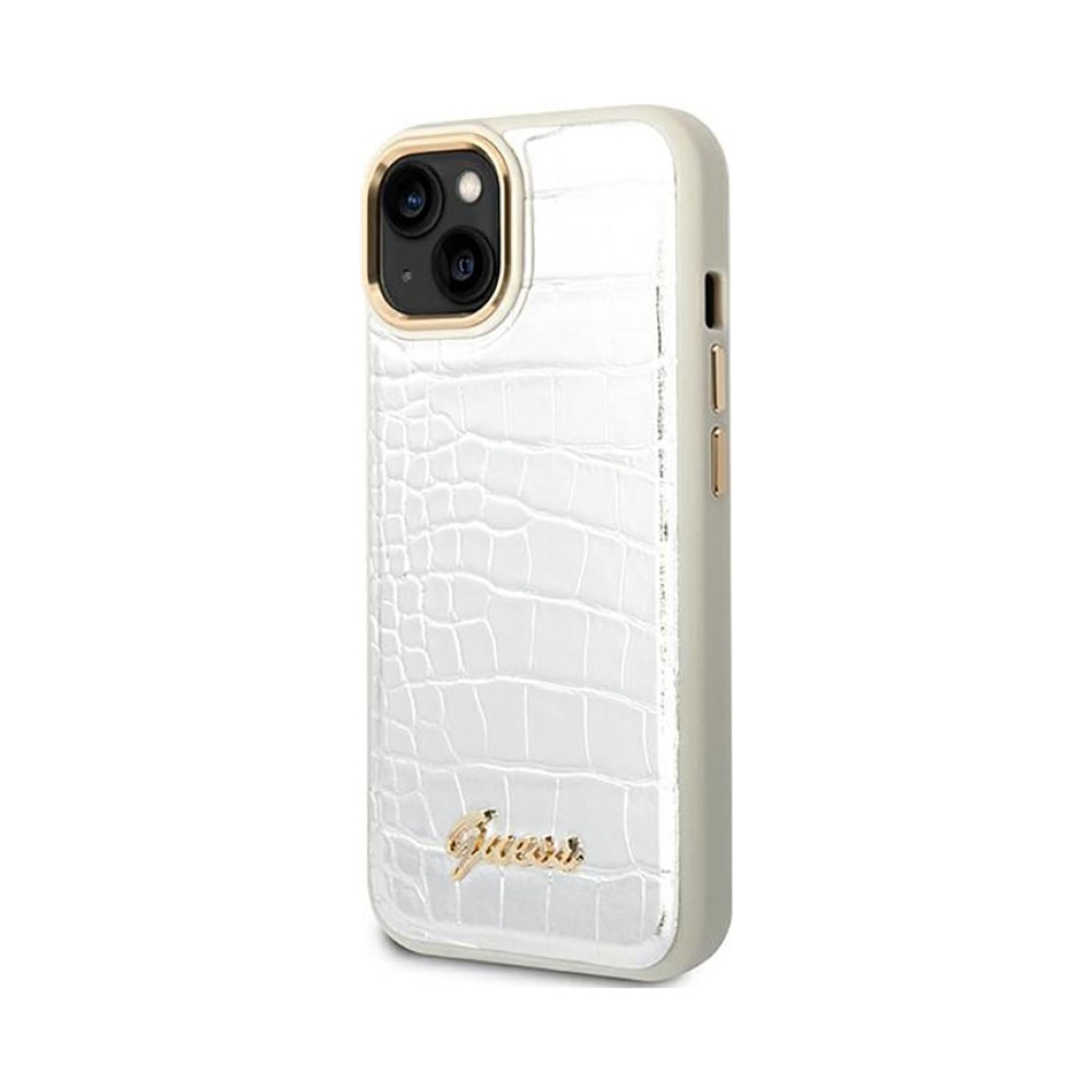 Coque iPhone 14 Plus Guess Croco Collection argentée — visuel 2
