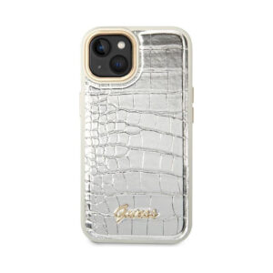 Coque iPhone 14 Plus Guess Croco Collection argentée — visuel 3