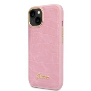 Coque iPhone 14 Plus Guess Croco Collection rose