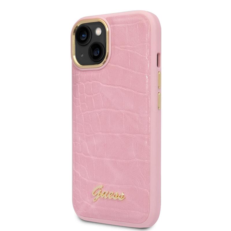 Coque iPhone 14 Plus Guess Croco Collection rose