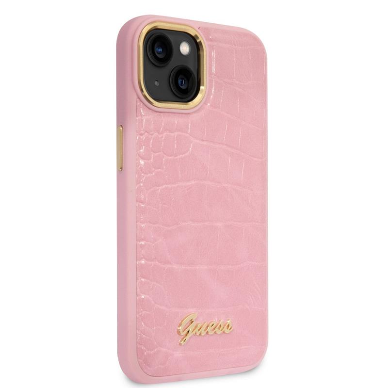 Coque iPhone 14 Plus Guess Croco Collection rose — visuel 3