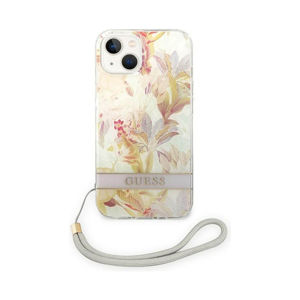 Coque iPhone 14 Plus Guess Flower Cord violette — visuel 2