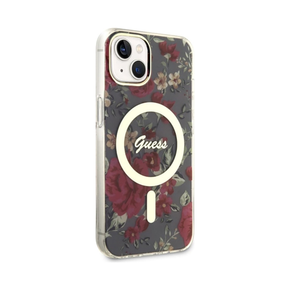Coque iPhone 14 Plus Guess Flower MagSafe verte — visuel 4