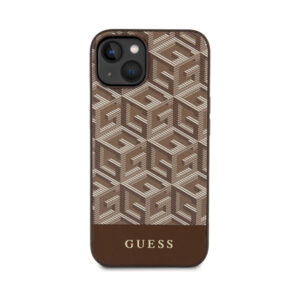 Coque iPhone 14 Plus Guess GCube Stripes MagSafe brune — visuel 3