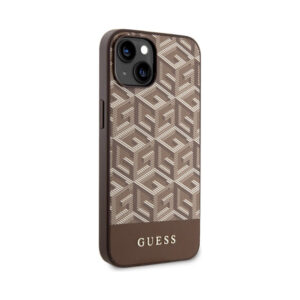 Coque iPhone 14 Plus Guess GCube Stripes MagSafe brune — visuel 4