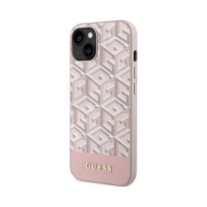 Coque iPhone 14 Plus Guess GCube Stripes MagSafe rose — visuel 2