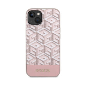 Coque iPhone 14 Plus Guess GCube Stripes MagSafe rose — visuel 3