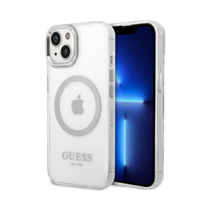 Coque iPhone 14 Plus Guess Metal Outline MagSafe transparente