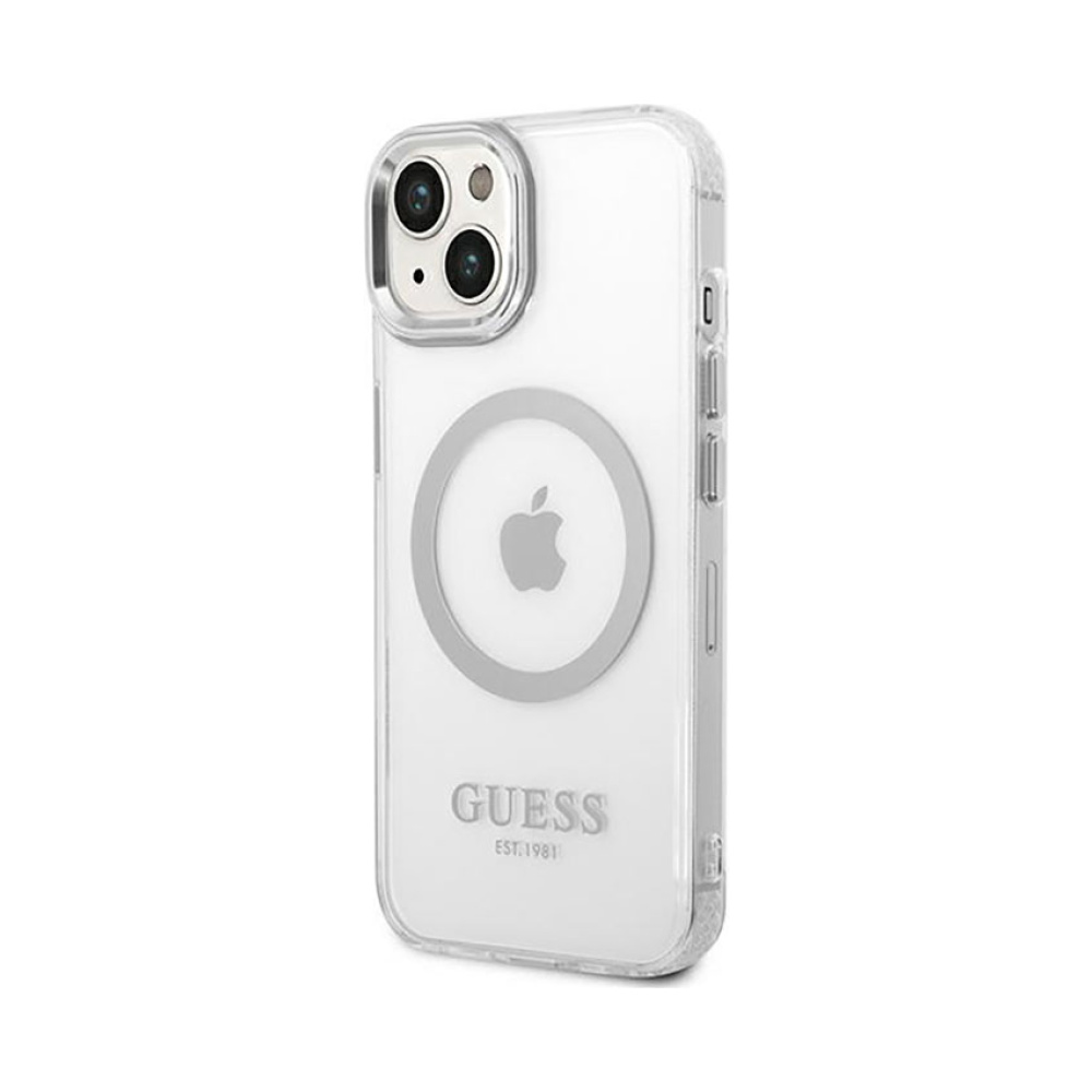 Coque iPhone 14 Plus Guess Metal Outline MagSafe transparente — visuel 2