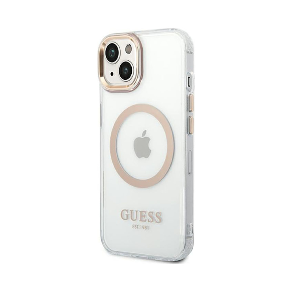 Coque iPhone 14 Plus Guess Metal Outline MagSafe transparente — visuel 2