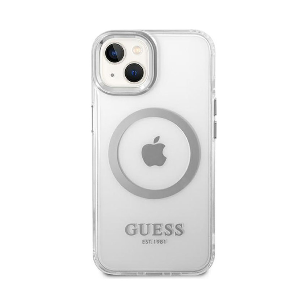 Coque iPhone 14 Plus Guess Metal Outline MagSafe transparente — visuel 3