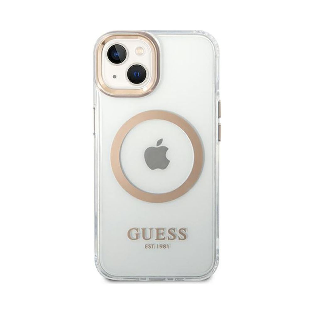 Coque iPhone 14 Plus Guess Metal Outline MagSafe transparente — visuel 3