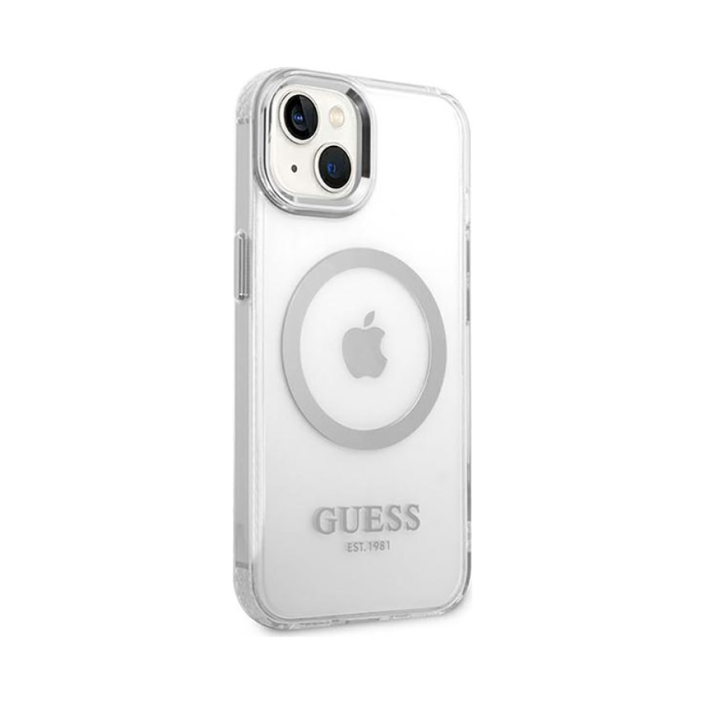 Coque iPhone 14 Plus Guess Metal Outline MagSafe transparente — visuel 4