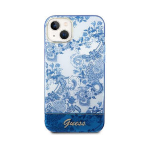 Coque iPhone 14 Plus Guess Porcelain Collection bleue — visuel 3