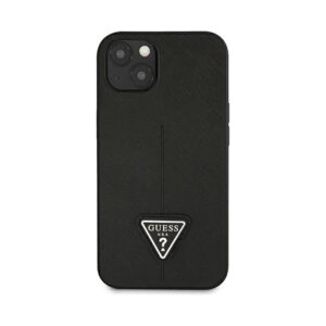 Coque iPhone 14 Plus Guess Saffiano Triangle Logo Case noire — visuel 3