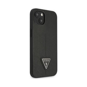 Coque iPhone 14 Plus Guess Saffiano Triangle Logo Case noire — visuel 4