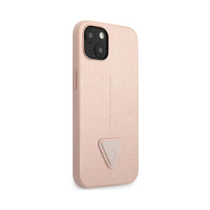 Coque iPhone 14 Plus Guess Saffiano Triangle Logo Case rose — visuel 4