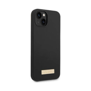 Coque iPhone 14 Plus Guess Silicone Logo Plate MagSafe noire — visuel 4