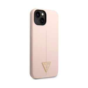 Coque iPhone 14 Plus Guess Silicone Triangle Logo rose — visuel 4