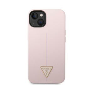 Coque iPhone 14 Plus Guess Silicone Triangle Logo violette — visuel 3