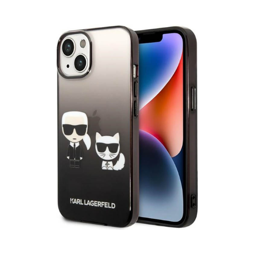 Coque iPhone 14 Plus Karl Lagerfeld Gradient Ikonik Karl & Choupette noire