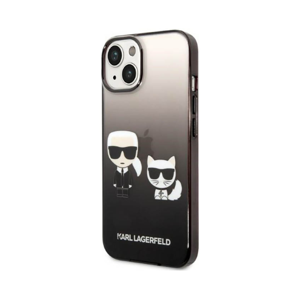 Coque iPhone 14 Plus Karl Lagerfeld Gradient Ikonik Karl & Choupette noire — visuel 2