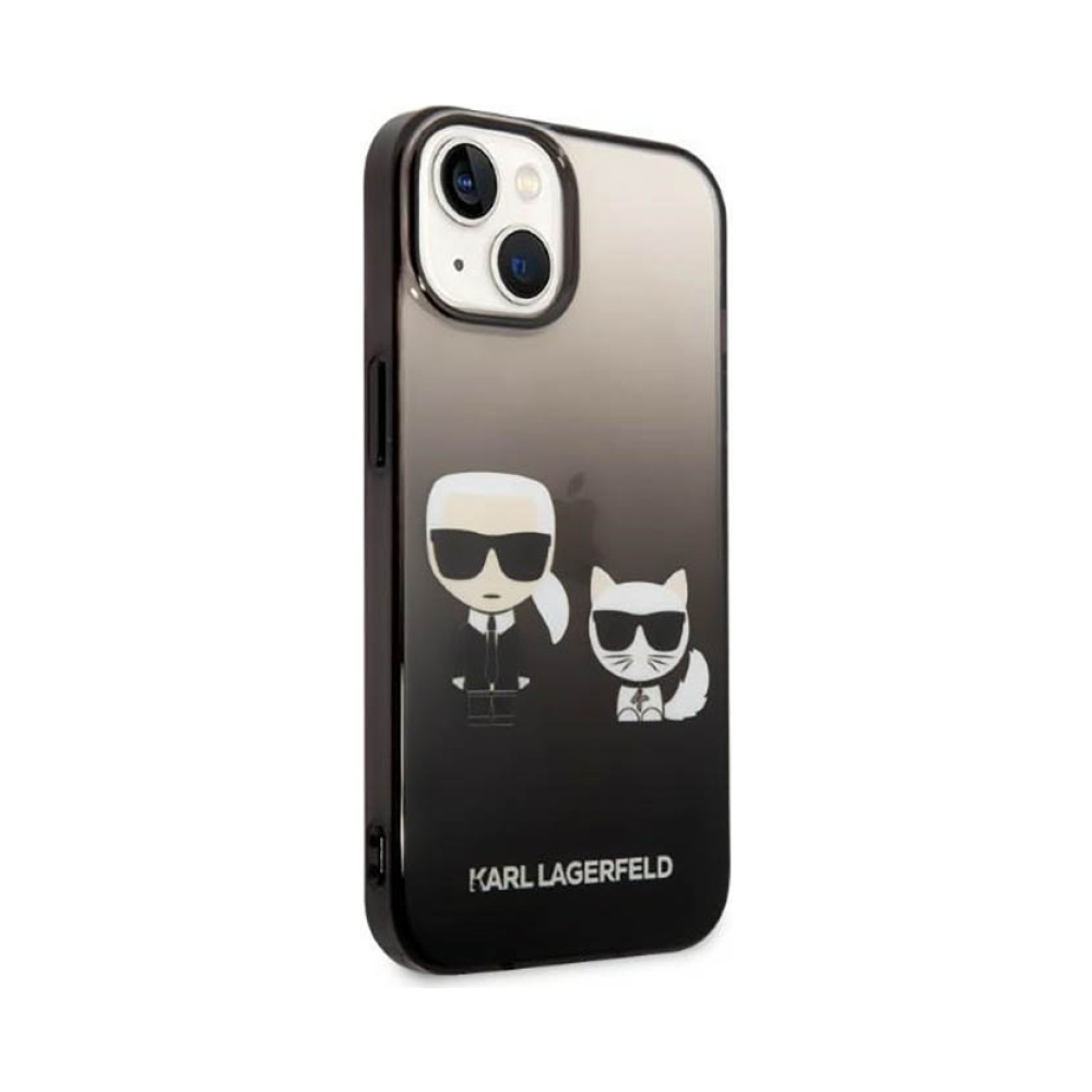 Coque iPhone 14 Plus Karl Lagerfeld Gradient Ikonik Karl & Choupette noire — visuel 4