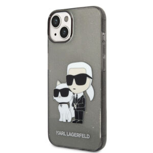 Coque iPhone 14 Plus Karl Lagerfeld IML Glitter NFT Karl & Choupette noire