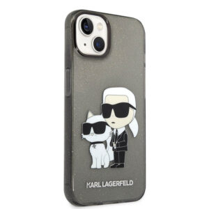 Coque iPhone 14 Plus Karl Lagerfeld IML Glitter NFT Karl & Choupette noire — visuel 3