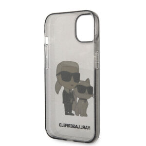 Coque iPhone 14 Plus Karl Lagerfeld IML Glitter NFT Karl & Choupette noire — visuel 5