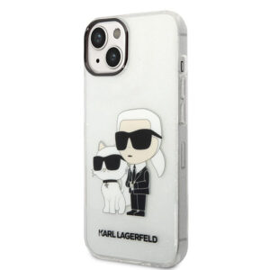 Coque iPhone 14 Plus Karl Lagerfeld IML Glitter NFT Karl & Choupette transparente