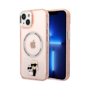 Coque iPhone 14 Plus Karl Lagerfeld IML NFT Karl & Choupette MagSafe rose