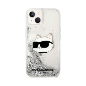 Coque iPhone 14 Plus Karl Lagerfeld Liquid Glitter NFT Choupette Head argentée — visuel 3