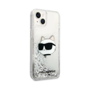 Coque iPhone 14 Plus Karl Lagerfeld Liquid Glitter NFT Choupette Head argentée — visuel 4