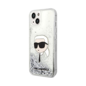 Coque iPhone 14 Plus Karl Lagerfeld Liquid Glitter NFT Karl's Head argentée — visuel 2