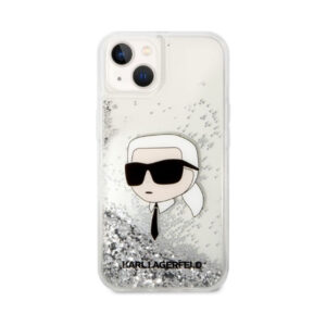 Coque iPhone 14 Plus Karl Lagerfeld Liquid Glitter NFT Karl's Head argentée — visuel 3