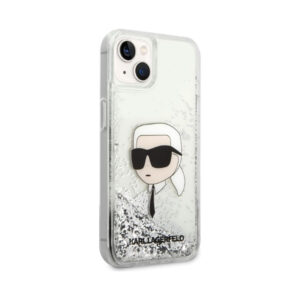 Coque iPhone 14 Plus Karl Lagerfeld Liquid Glitter NFT Karl's Head argentée — visuel 4