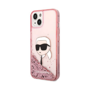 Coque iPhone 14 Plus Karl Lagerfeld Liquid Glitter NFT Karl's Head rose — visuel 2