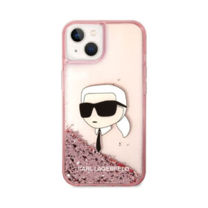Coque iPhone 14 Plus Karl Lagerfeld Liquid Glitter NFT Karl's Head rose — visuel 3