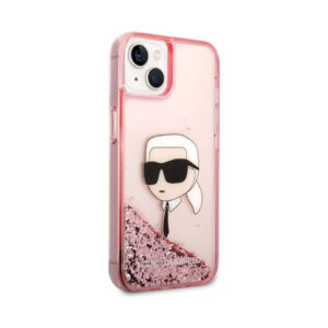 Coque iPhone 14 Plus Karl Lagerfeld Liquid Glitter NFT Karl's Head rose — visuel 4
