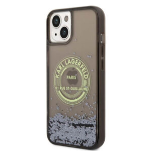 Coque iPhone 14 Plus Karl Lagerfeld Liquid Glitter Round RSG Logo Case noire — visuel 2