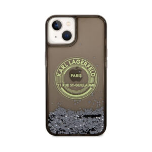 Coque iPhone 14 Plus Karl Lagerfeld Liquid Glitter Round RSG Logo Case noire — visuel 3