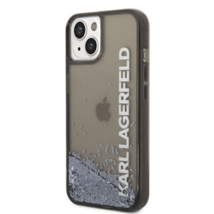 Coque iPhone 14 Plus Karl Lagerfeld Liquid Glitter Translucent Elongated Logo Case noire